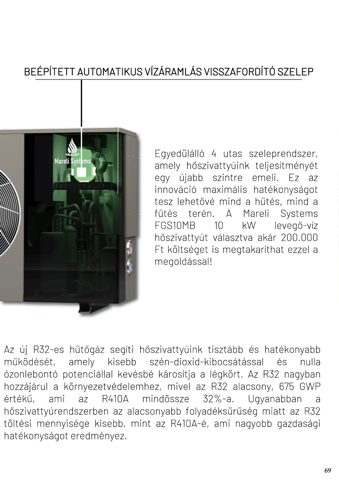 Mareli Systems FGS monoblokk levegő-víz hőszivattyú - 4 utas szelep