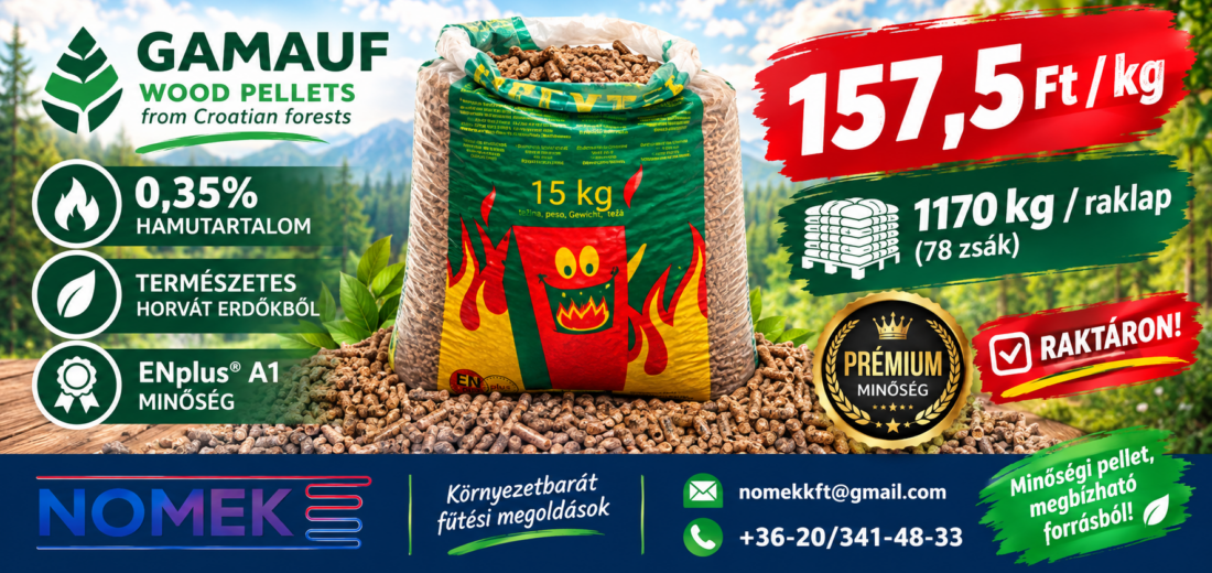 nomek-enplus-a1-gamauf-pellet ENplus A1 prémium minőségű fa pellet 0,35% hamutartalommal a NOMEK Kft-től
