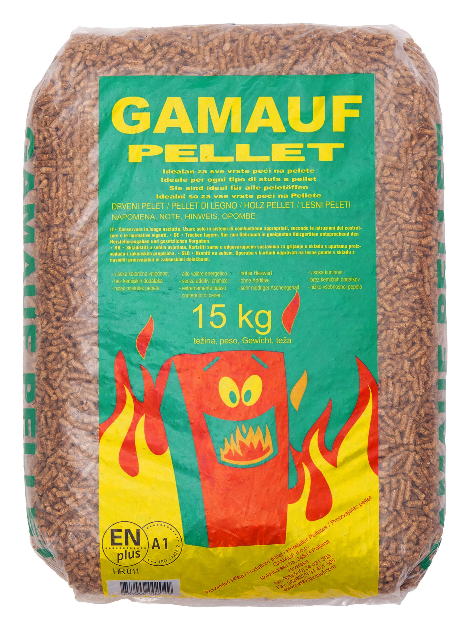 ENplus A1 prémium minőségű fa pellet nagyon alacsony hamutartalommal